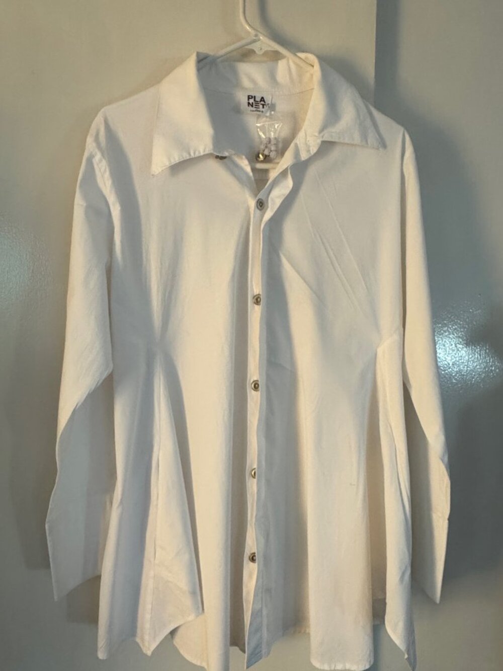 Planet by Lauren G White Artist Smock Shirt Cotton US Small to Medium RARE
